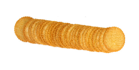 a row of round cracker isolated on transparent background png file
