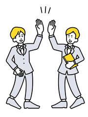 ハイタッチをするビジネスマンのイラスト