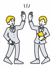 ハイタッチをするビジネスマンのイラスト