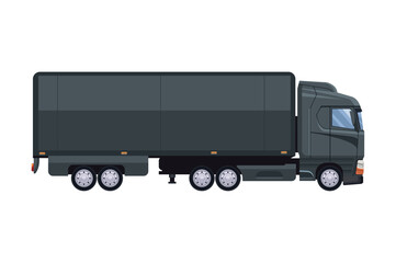 black trailer truck vehicle mockup