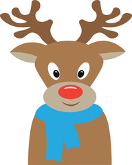 christmas reindeer in blue scarf