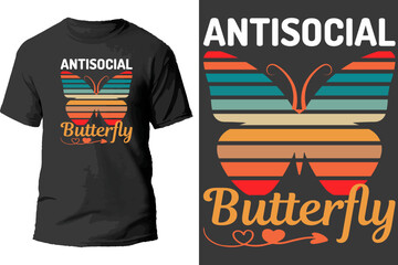 Antisocial butterfly t shirt design.