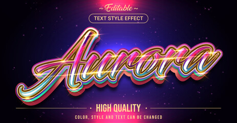 Editable text style effect - Aurora text style theme.