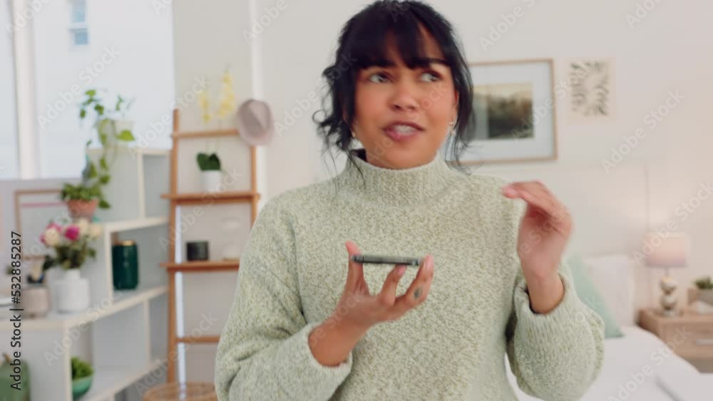 Poster phone, stress and compliance with an angry woman entrepreneur arguing on a call while working from h
