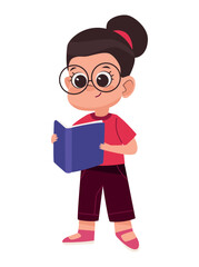 student girl reading book