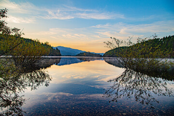 sunset over the lake