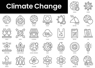 Fototapeta na wymiar Set of outline climate change icons. Minimalist thin linear web icon set. vector illustration.