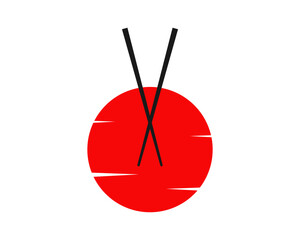 Red moon with chopstick inside
