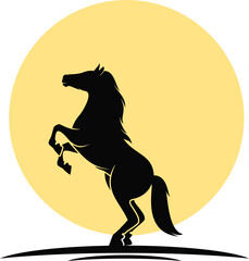 Horse silhouette with sunset in back