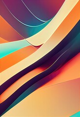 Wave-like curved design abstract and elegant, predominantly in warm colors. Retro color background. Design elements.