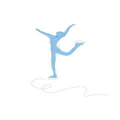 One-line drawing winter sport. Olympic sport concept.  Figure skatimg. Vector illustration