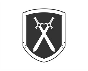 Shield with sword silhouette inside