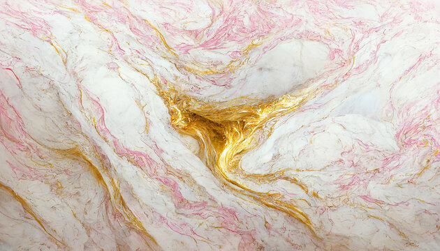 Gold and pink luxurious marble textured background. Abstract design, 4k wallpaper. 3d illustration