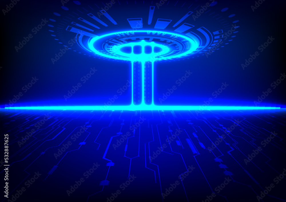Aufkleber digital abstract background style circuit boardhitech technology style glow blue tone vector illustr