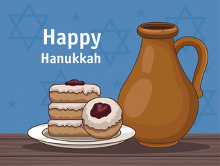 happy hanukkah lettering card