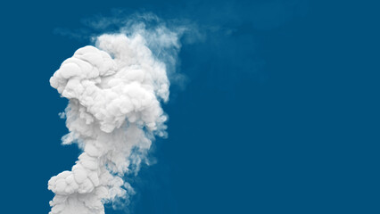 white heavy co2 emissions smoke column emission from factory, isolated - industrial 3D rendering