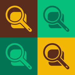 Pop art Magnifying glass icon isolated on color background. Search, focus, zoom, business symbol. Vector