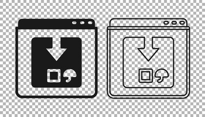 Fototapeta premium Black Online app delivery tracking icon isolated on transparent background. Parcel tracking. Vector