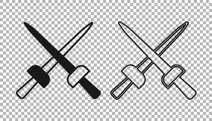 Black Fencing icon isolated on transparent background. Sport equipment. Vector