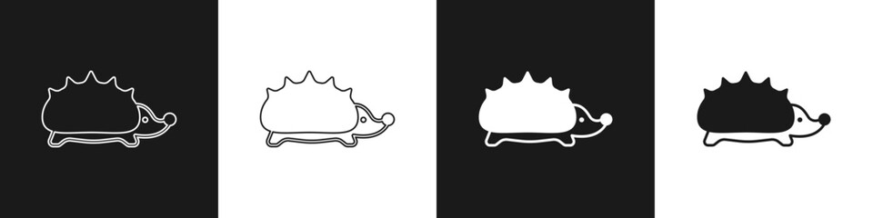 Set Hedgehog icon isolated on black and white background. Animal symbol. Vector © Iryna
