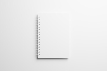 A4 A5 Rounded Corner Spiral Notebook 3D Rendering White Blank Mockup