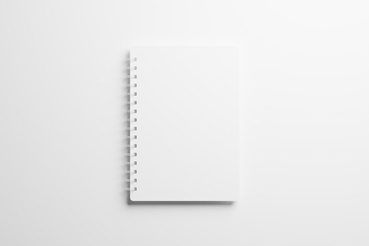 A4 A5 Rounded Corner Spiral Notebook 3D Rendering White Blank Mockup