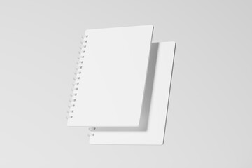 A4 A5 Rounded Corner Spiral Notebook 3D Rendering White Blank Mockup