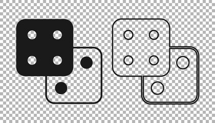 Black Game dice icon isolated on transparent background. Casino gambling. Vector