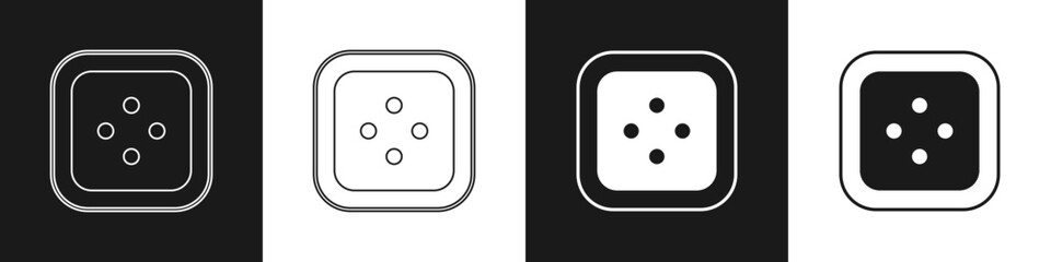 Set Sewing button for clothes icon isolated on black and white background. Clothing button. Vector