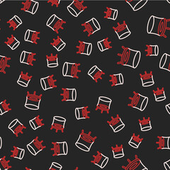 Line Jumping trampoline icon isolated seamless pattern on black background. Vector