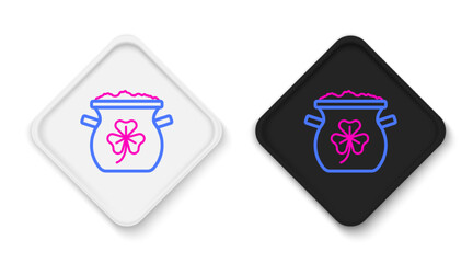 Line Pot of gold coins icon isolated on white background. Happy Saint Patricks day. National Irish holiday. Colorful outline concept. Vector