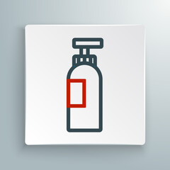 Line Bottle of shampoo icon isolated on white background. Colorful outline concept. Vector