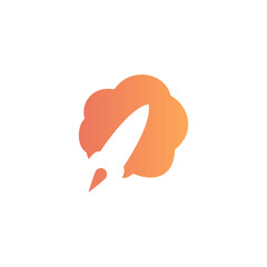 Rocket Cloud Logo Icon Design Template