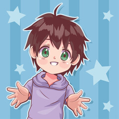 anime boy with stars