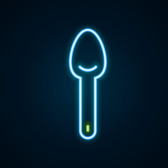 Glowing neon line Spoon icon isolated on black background. Cooking utensil. Cutlery sign. Colorful outline concept. Vector