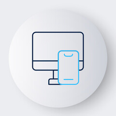 Line Online ordering and fast food delivery icon isolated on white background. Colorful outline concept. Vector