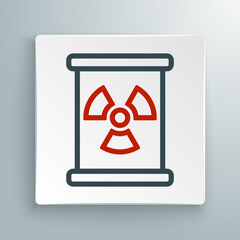 Line Radioactive waste in barrel icon isolated on white background. Toxic refuse keg. Radioactive garbage emissions, environmental pollution. Colorful outline concept. Vector