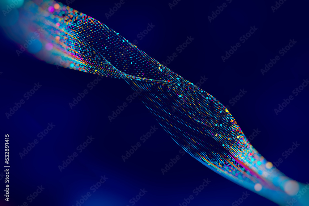 Poster abstract technological background in vibrant colors with blur. futuristic hi-tech banner.