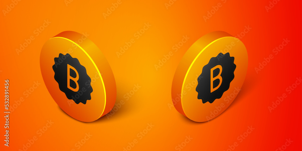 Poster isometric exam paper with incorrect answers survey icon isolated on orange background. bad mark of t