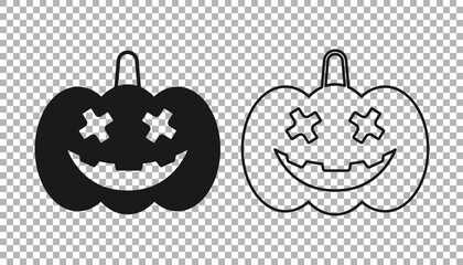 Black Pumpkin icon isolated on transparent background. Happy Halloween party. Vector
