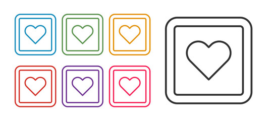 Set line Like heart icon isolated on white background. Counter Notification Icon. Follower Insta. Set icons colorful. Vector