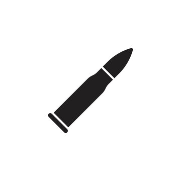 eps10 black vector bullet or weapon ammo solid icon isolated on white background. flying or fiery bullet symbol in a simple flat trendy modern style for your website design, logo, and mobile app