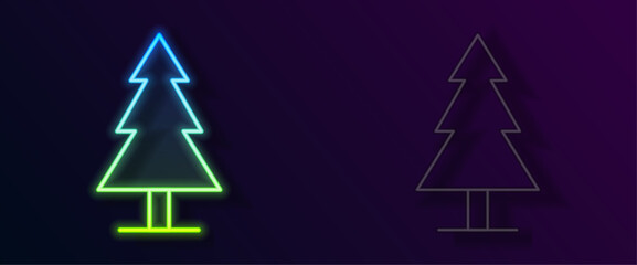 Glowing neon line Tree icon isolated on black background. Forest symbol. Vector