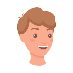Man Head Showing Happy Face Expression and Emotion Laughing Half-turned Vector Illustration
