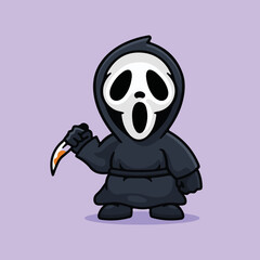 Ghost holding a knife illustration
