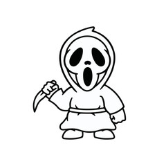 Ghost holding a knife sketch illustration