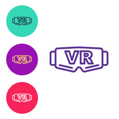 Set line Virtual reality glasses icon isolated on white background. Stereoscopic 3d vr mask. Optical head mounted display. Set icons colorful. Vector