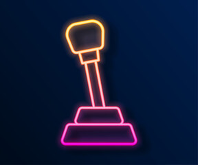 Glowing neon line Gear shifter icon isolated on black background. Manual transmission icon. Vector