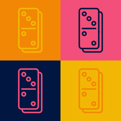 Pop art line Domino icon isolated on color background. Vector