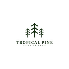 Pine Tree logo design vector template, Tropical forest logo concepts illustration.
